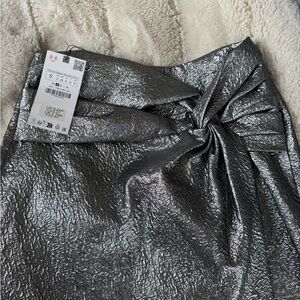 Zara Shimmering Silver Pencil Skirt